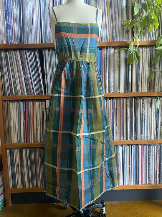 OLIVE Dresses & Skirts - GUC OLIVE CLOTHING- Plaid Strappy Maxi Dress in Teal, Olive & Coral - OS